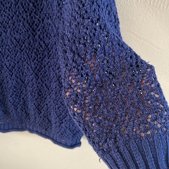 L.A. Hearts Sweater Blue Open Weave Navy Size M/L Long Sleeves Crew Neck - Picture 5 of 14